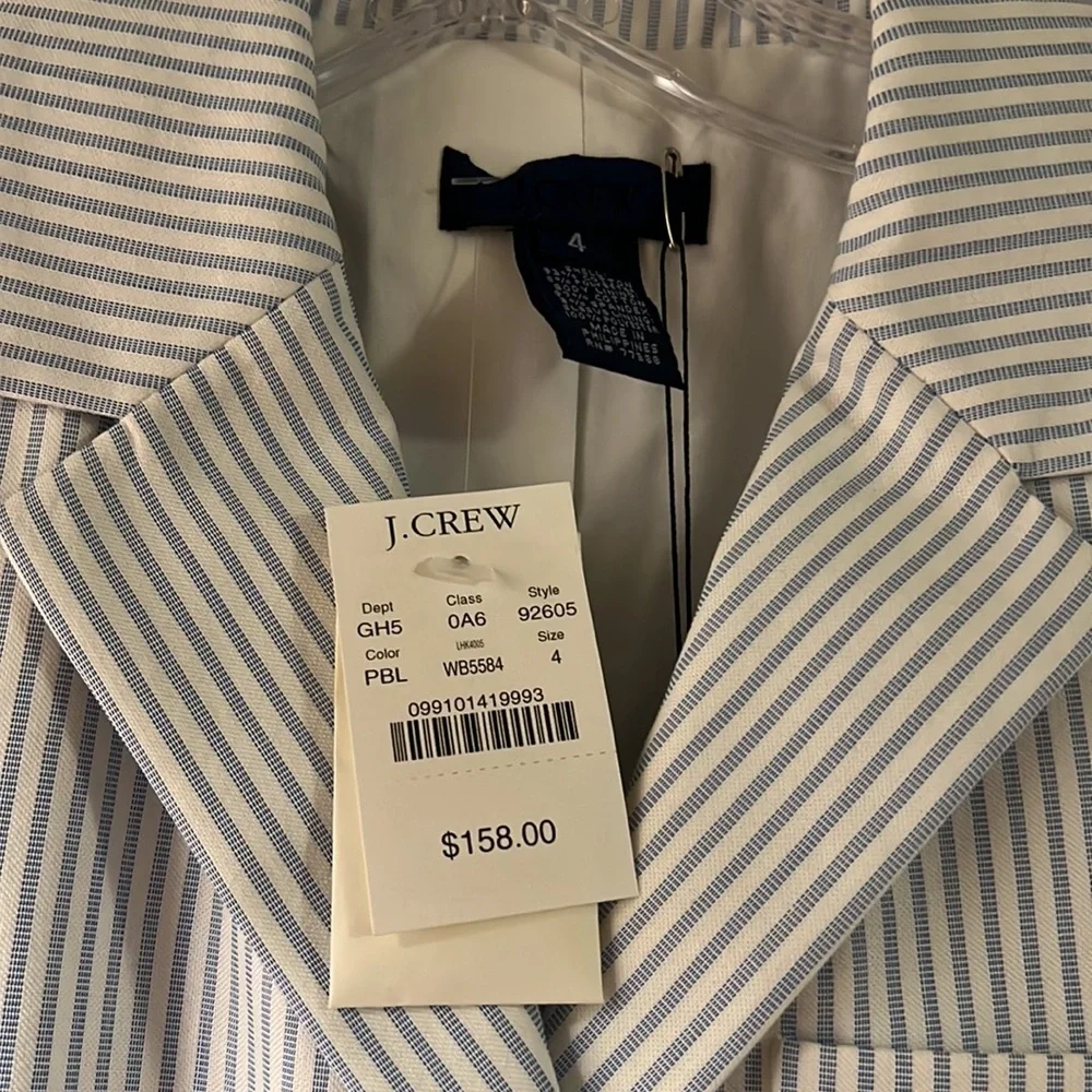 NWT J Crew Seersucker Suit Jakcet - Size 4. - Picture 3 of 5